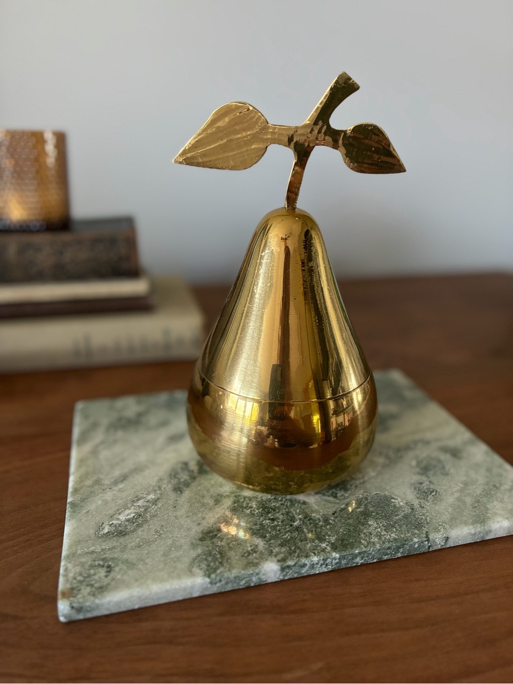Vintage Brass Pear Decorative Box – MCM Style